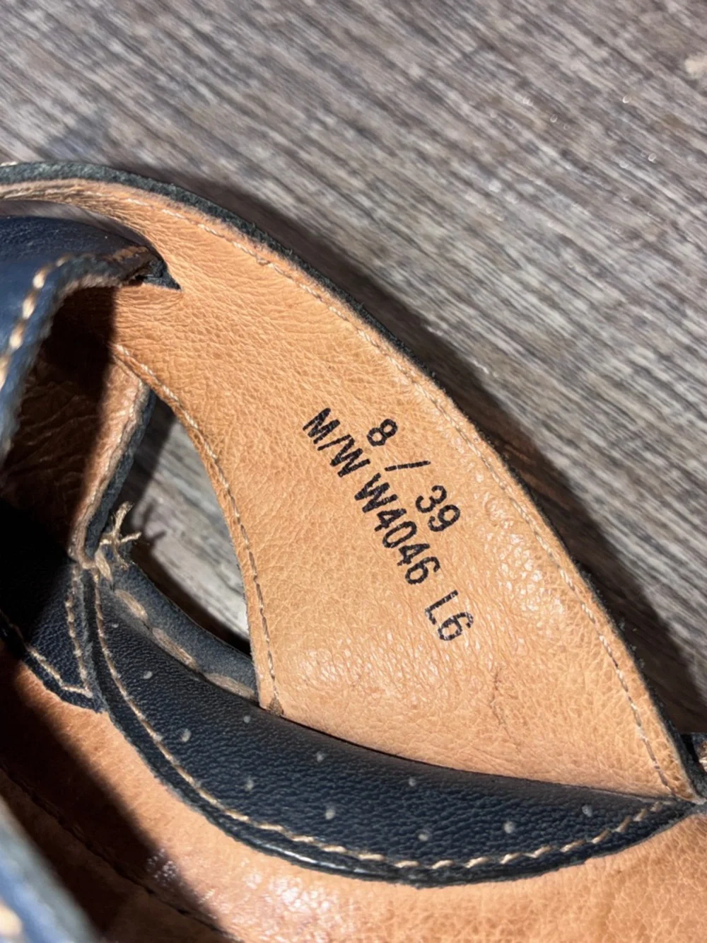 Born Womens Navy Blue Leather Strappy Wedge Slide Sandals W4046 - size 8